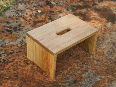Hocker Schemel aus Holz, Hartholz, Eiche, Leinöl behandelt, Einzelstück #3